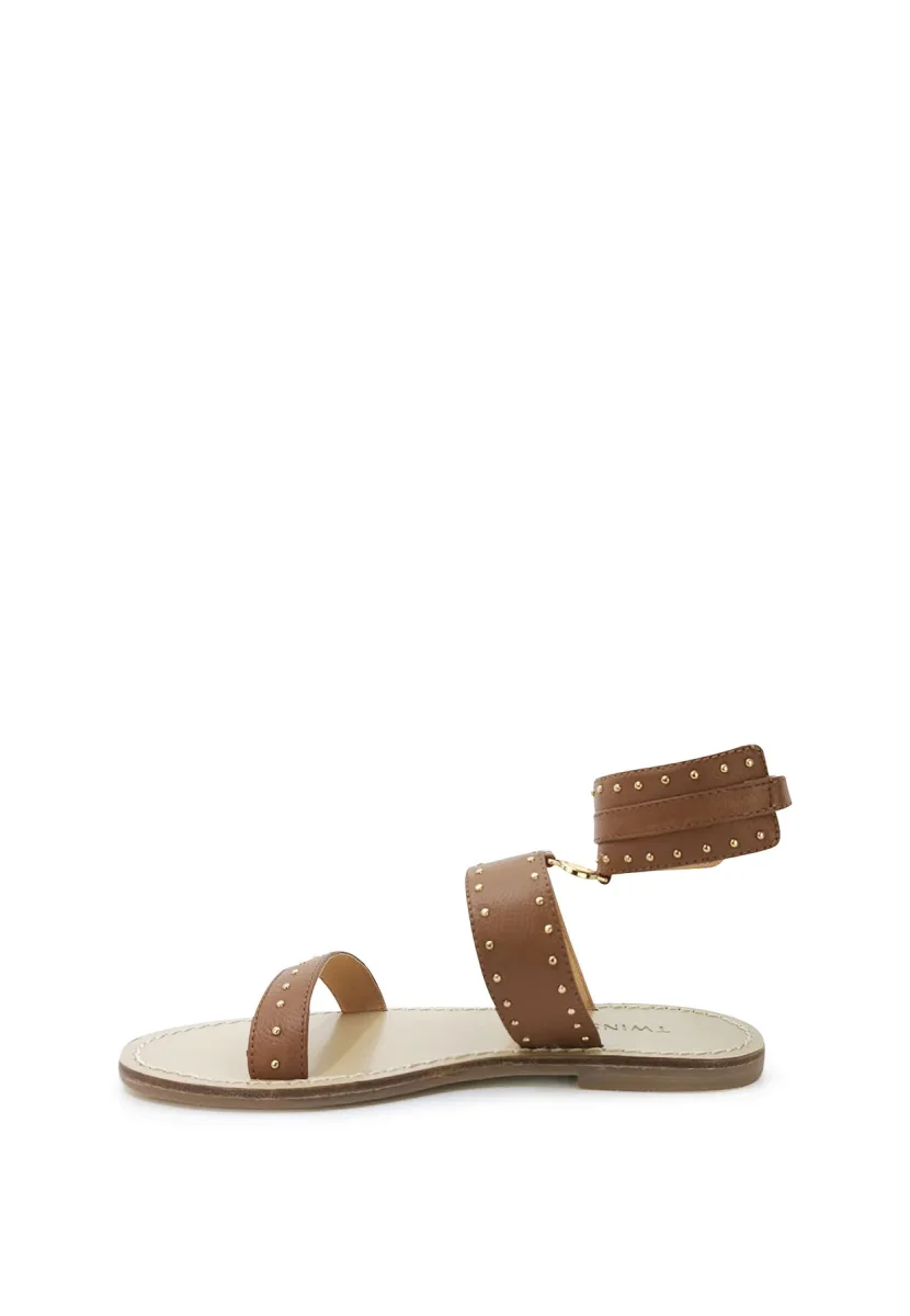 Twinset sandali marroni bambina in pelle - immagine 3