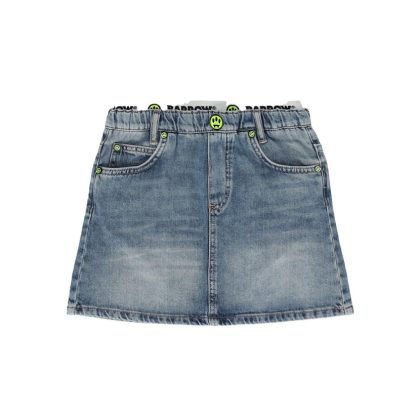 Gonna bambina Barrow kids blu in denim di cotone