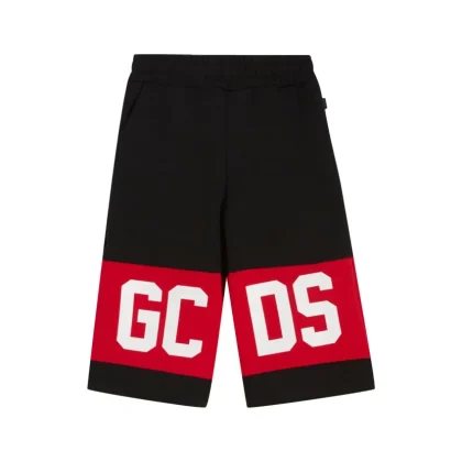 Bermuda bambino GCDS nero in felpa di cotone