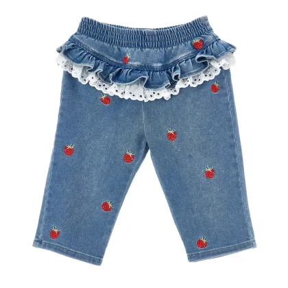Jeans bambina Monnalisa blu in denim di cotone