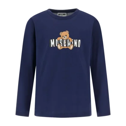 T-shirt bambino Moschino Kids blu in cotone