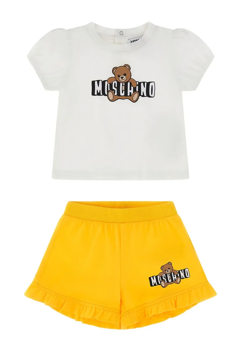Completo bambina Moschino Kids bianco/giallo in cotone - immagine 2