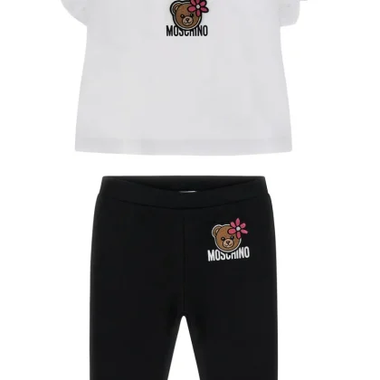 Completo bambina Moschino Kids bianco/nero in cotone