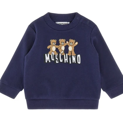 Felpa neonato Moschino Kids blu navy in cotone