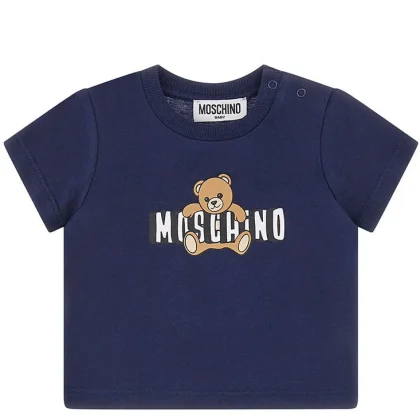 T-shirt neonato Moschino Kids blu in cotone