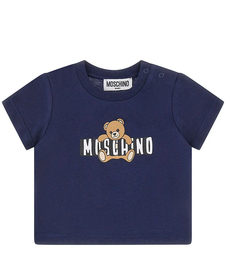 T-shirt neonato Moschino Kids blu in cotone