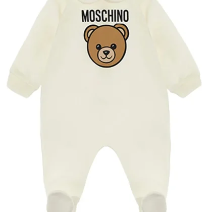 Tutina neonato Moschino Kids bianca in cotone