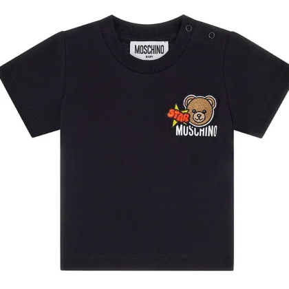 T-shirt bambino Moschino Kids nera in cotone