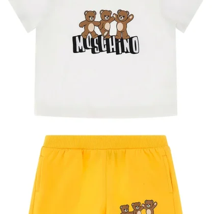 Completo bambino Moschino Kids bianco/giallo in cotone