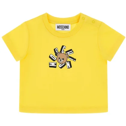 T-shirt neonato Moschino Kids gialla in cotone