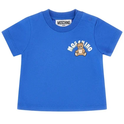T-shirt neonato Moschino Kids bluette in cotone