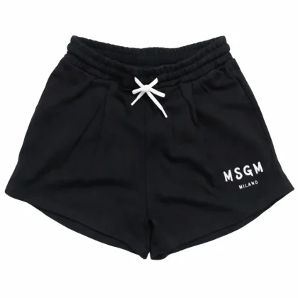 Shorts bambina MSGM nero in felpa di cotone