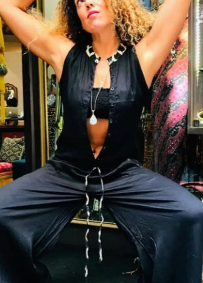 “Black Spirit” – Tuta boho chic in cotone naturale - immagine 3